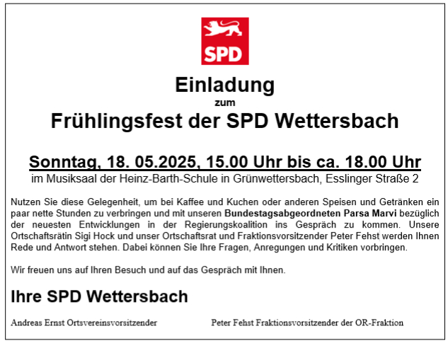 2025 Einladung Frühlingsfest